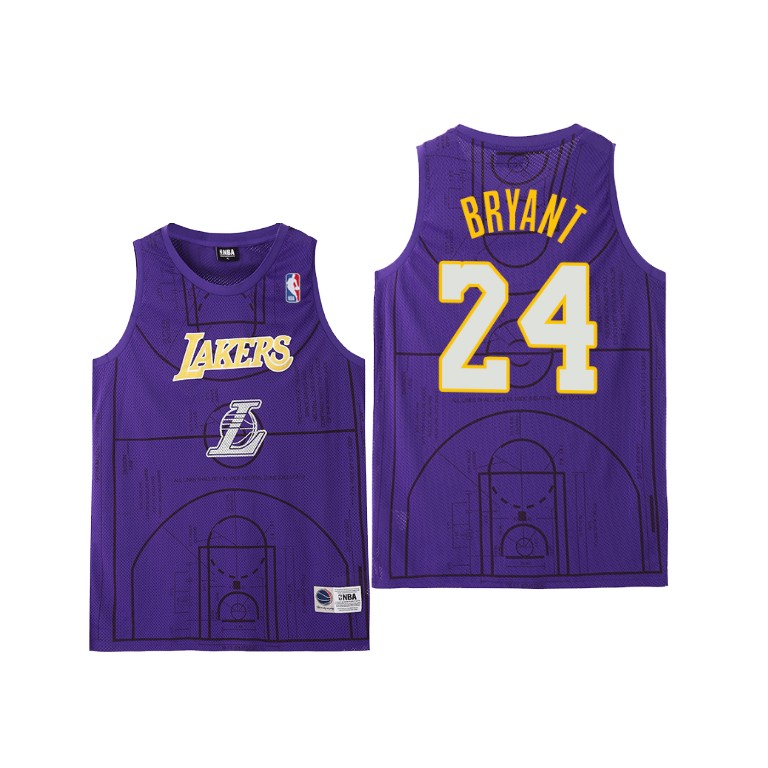Men's Los Angeles Lakers Kobe Bryant #24 NBA Basketball Court Collection Practice Purple Basketball Jersey EZH2283TQ